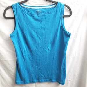 TALBOTS Womans Size S Teal Blue Tank Top Shirt Blouse Sleeveless 97% cotton 1036